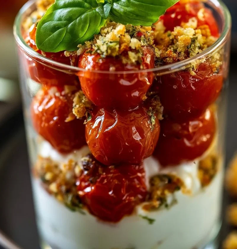 Tiramisu Salato Pomodori e Mozza, un piatto gourmet saporito e fresco.