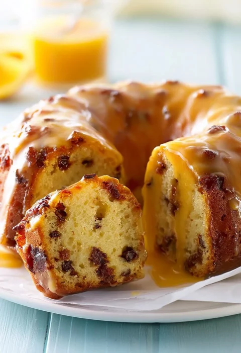 Fetta di torta arancia e cioccolato su un piatto