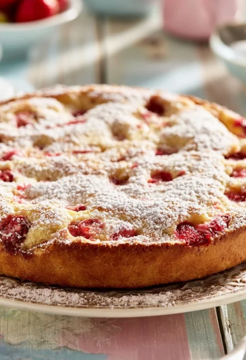 Torta della Nonna con frutta fresca decorata e servita su un piatto