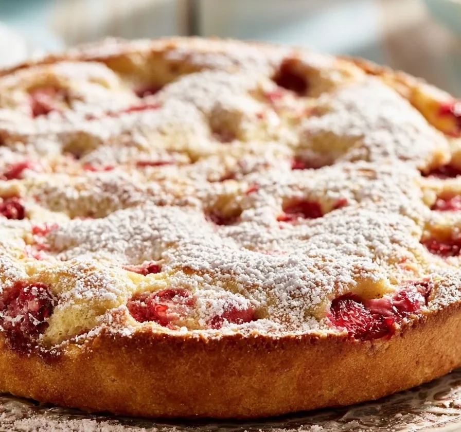 Torta della Nonna con frutta fresca decorata e servita su un piatto