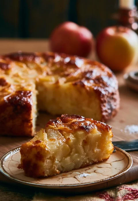 Torta di mele senza zucchero fresca e sana servita su un piatto