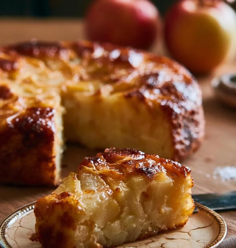 Torta di mele senza zucchero fresca e sana servita su un piatto