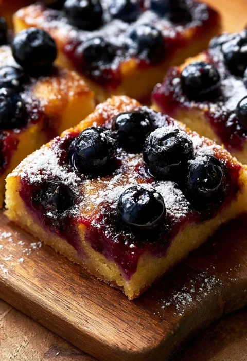 Fetta di Torta di Ricotta e Mirtilli su un piatto