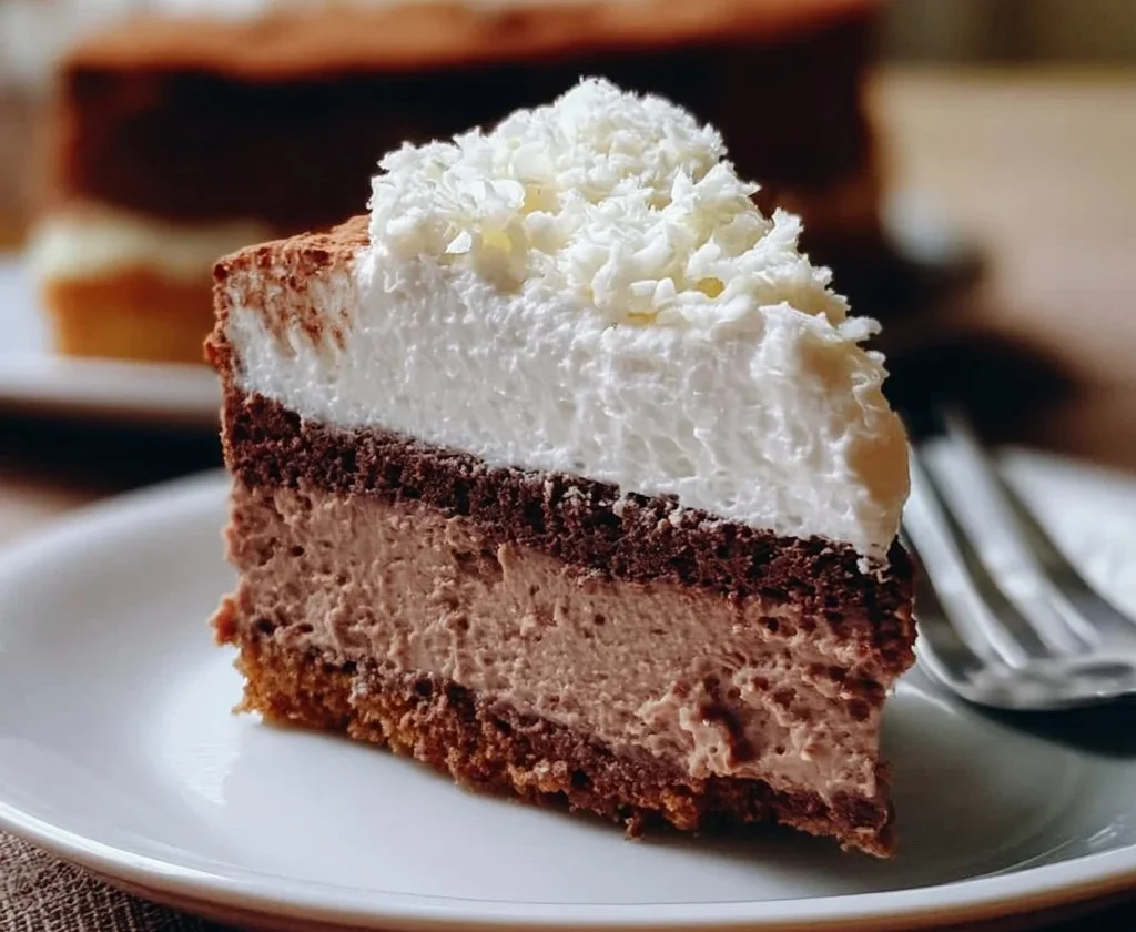 Torta Fredda al Mascarpone Doppio Cioccolato con cacao e decorazioni di cioccolato