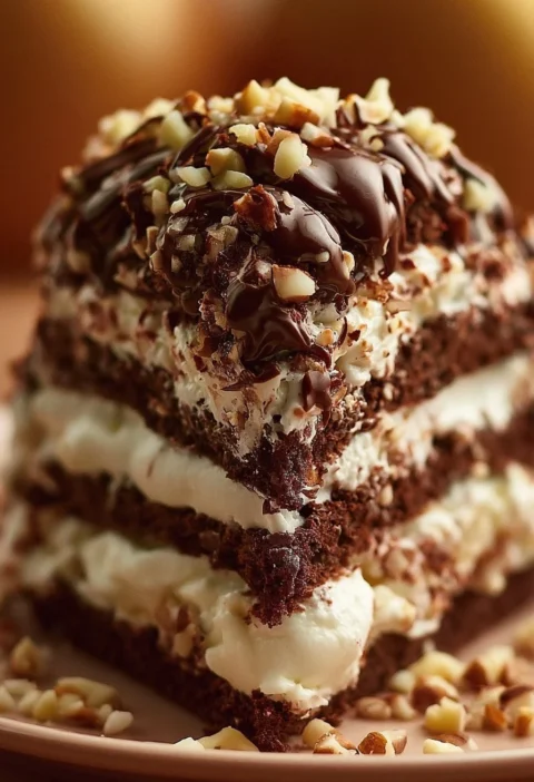 Torta Gelato Pan di Stelle con variegatura di Nutella e panna
