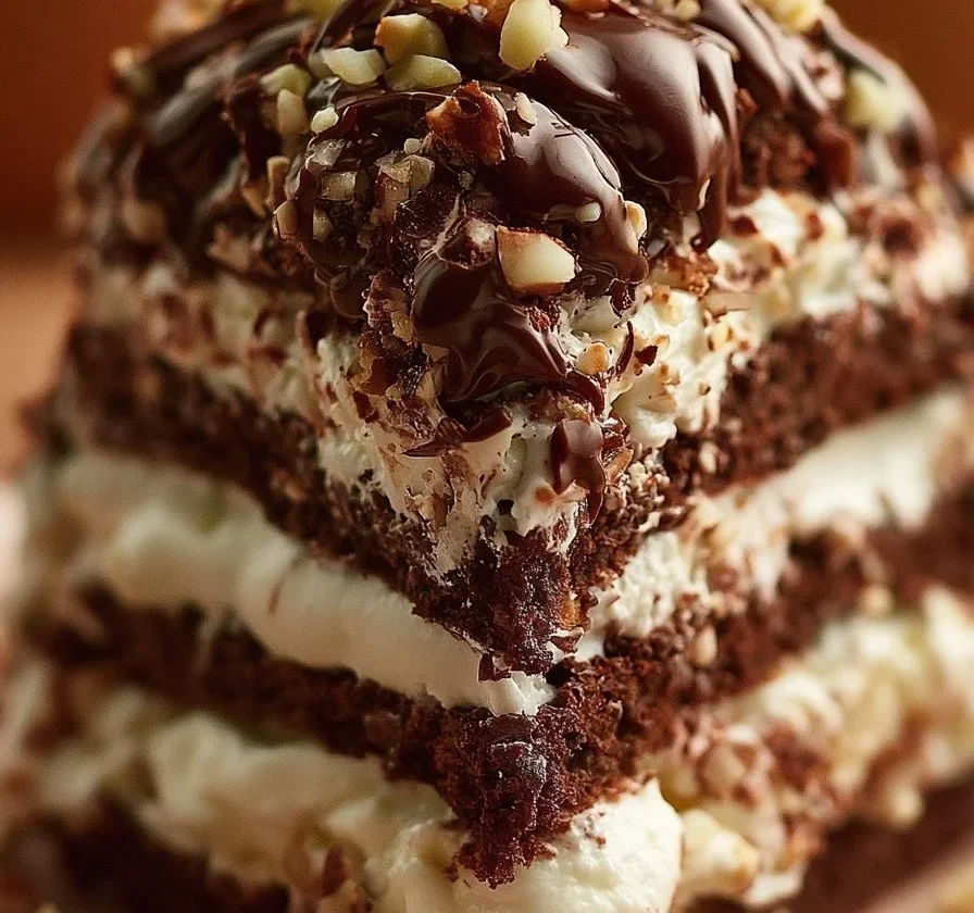 Torta Gelato Pan di Stelle con variegatura di Nutella e panna