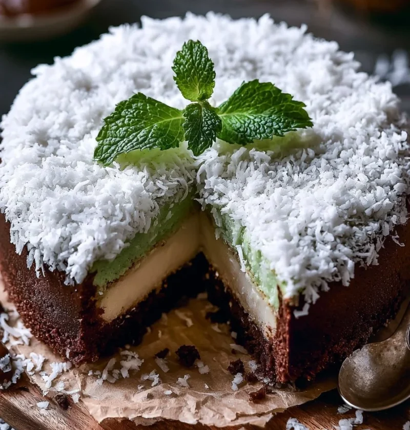 Torta menta cocco e Nutella decorata, pronta in 5 minuti.