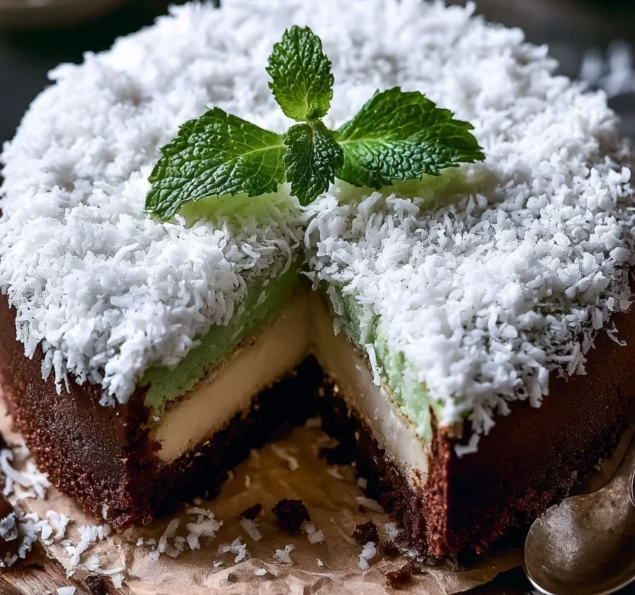Torta menta cocco e Nutella decorata, pronta in 5 minuti.