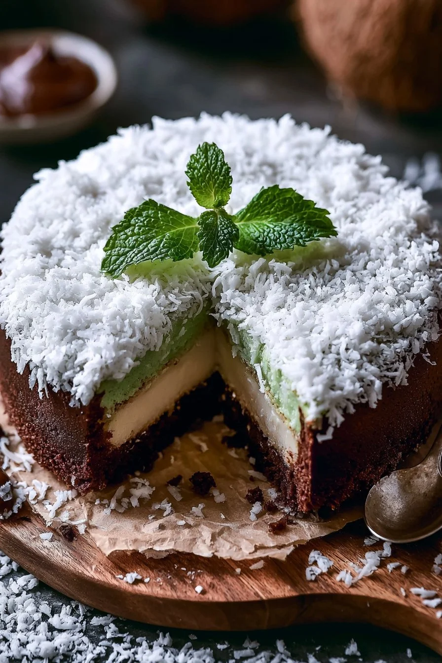Torta menta cocco e Nutella, la torta allo yogurt pronta in 5 minuti!