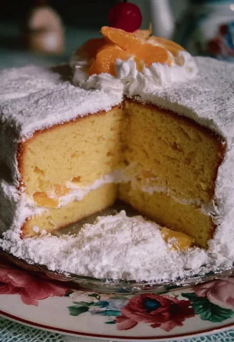 Fetta di Torta Paradiso su un piatto decorato