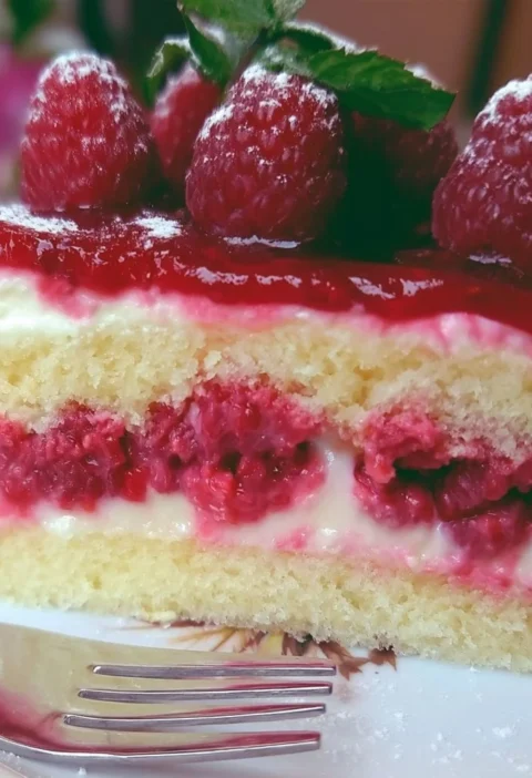 Torta Paradiso ai Lamponi, dolce soffice e gustoso con lamponi freschi