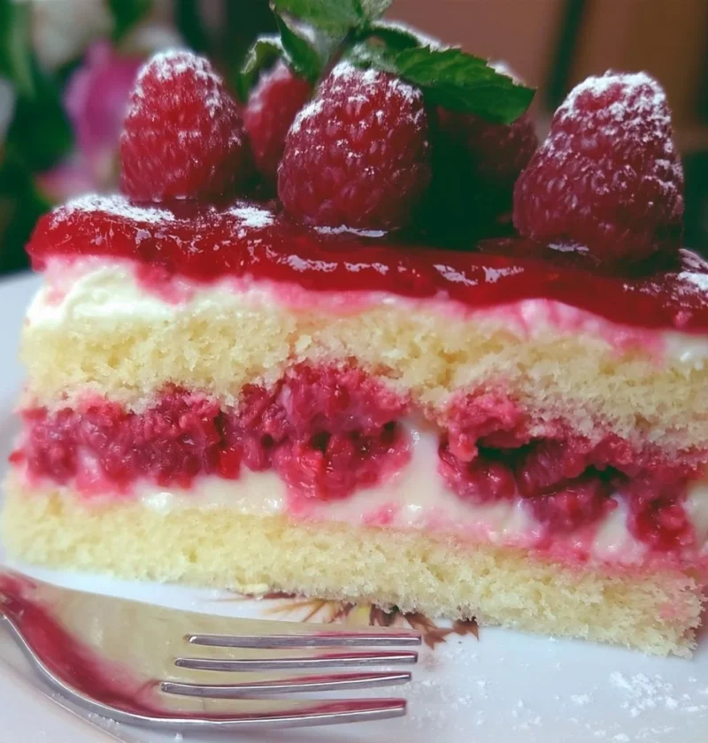 Torta Paradiso ai Lamponi, dolce soffice e gustoso con lamponi freschi