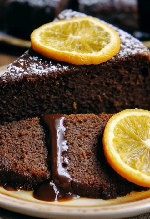 Torta Soffice Arancia e Cioccolato decorata con fette di arancia e cioccolato