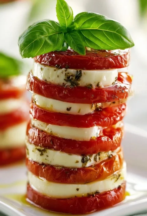 Tortino Caprese con Pomodori Arrosto, piatto tradizionale italiano