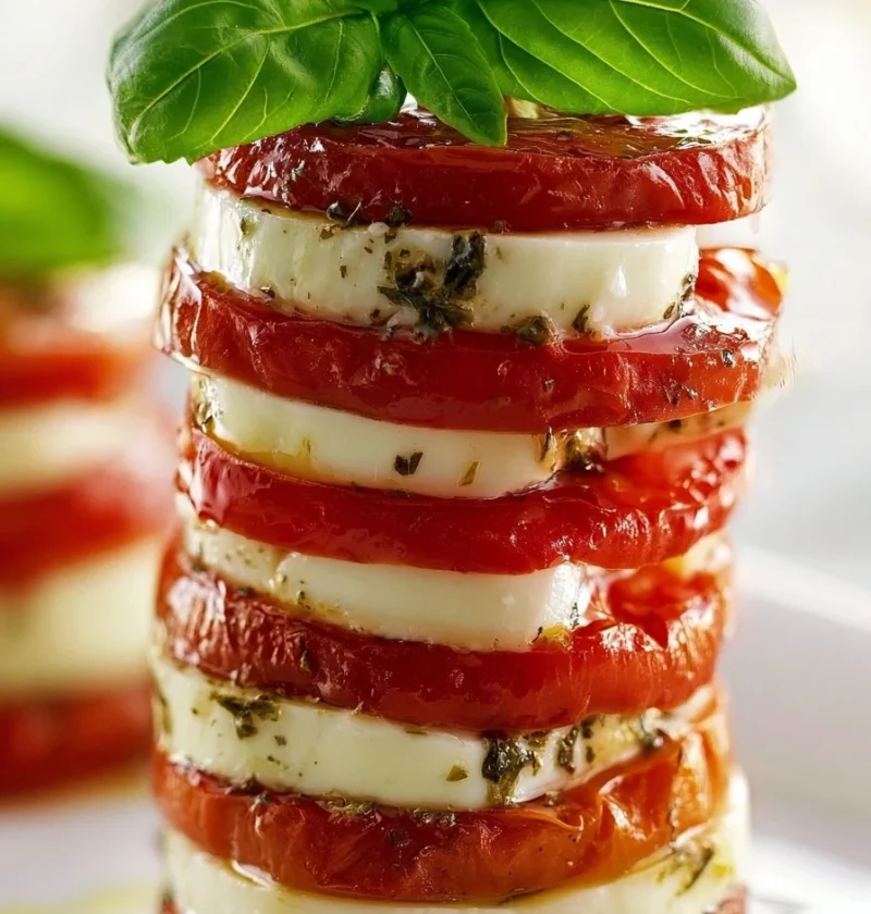 Tortino Caprese con Pomodori Arrosto, piatto tradizionale italiano