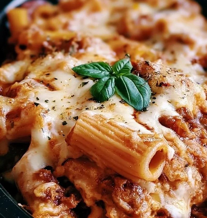 Ziti al forno cucinati nella Crockpot, un piatto delizioso e semplice.