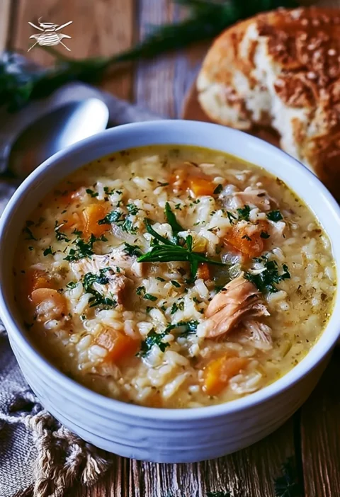Zuppa di pollo e riso preparata in pentola lenta con verdure fresche