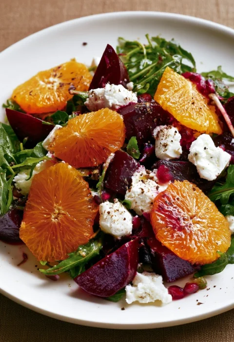 Insalata di Barbabietola con arancia e formaggio di capra