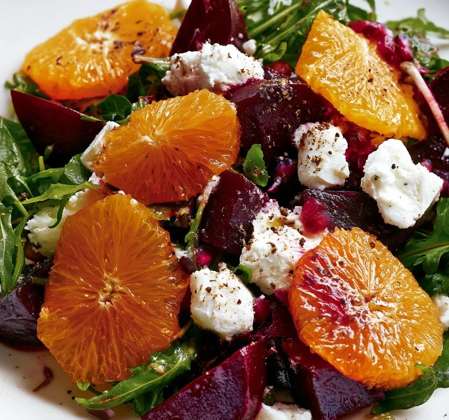 Insalata di Barbabietola con arancia e formaggio di capra