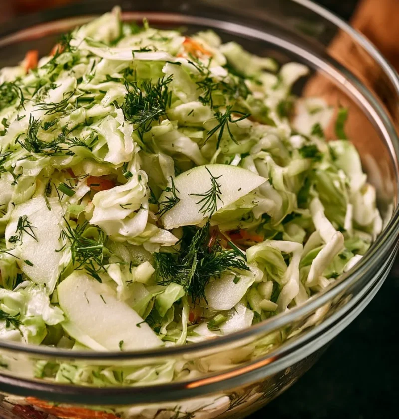 Insalata di Cavolo con Mela e Aneto, un piatto fresco e salutare.