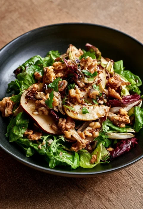 Insalata di Pere, Cicoria e Noci - un piatto fresco e salutare