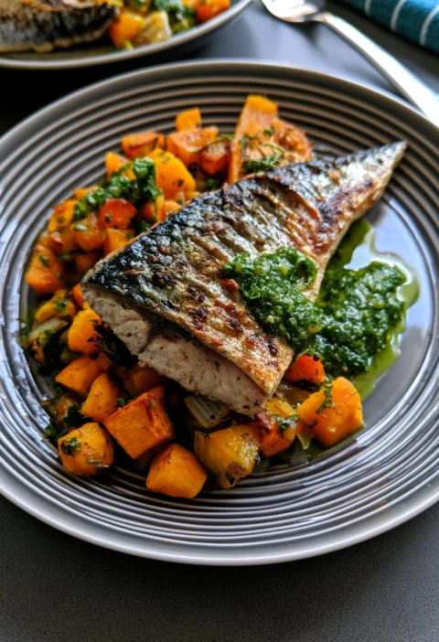 Maccarello con zucca arrosto e salsa alle erbe, un piatto gourmet italiano