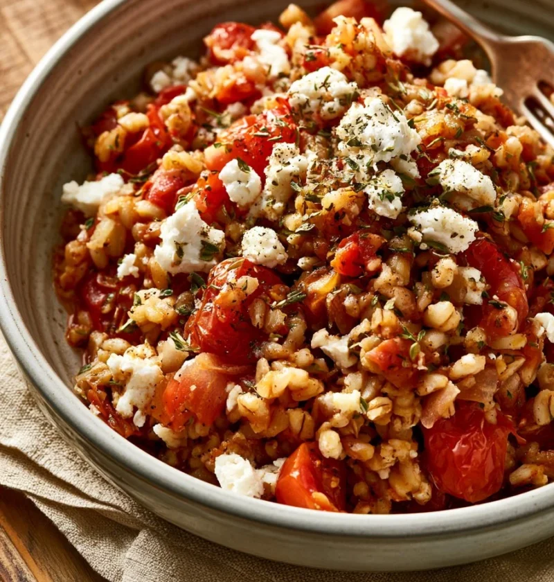 Orzo al Forno con Pomodoro, Feta e Origano - ricetta italiana deliziosa