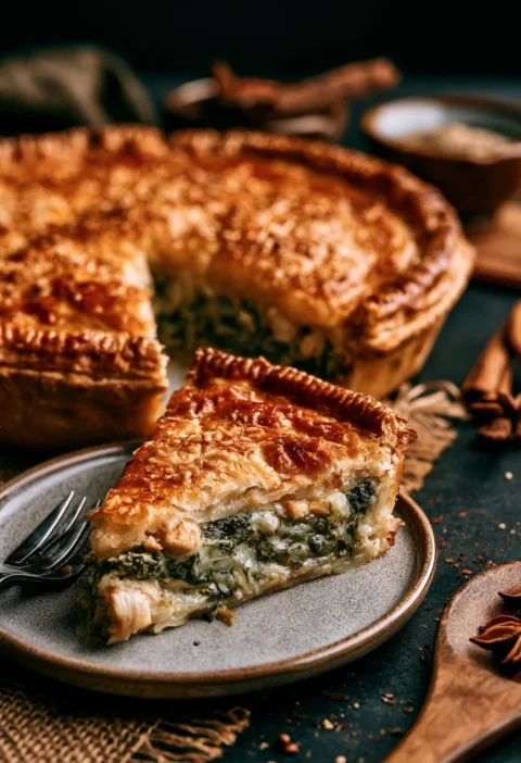Pastilla di Pollo con Spinaci e Spezie Calde pronta da servire