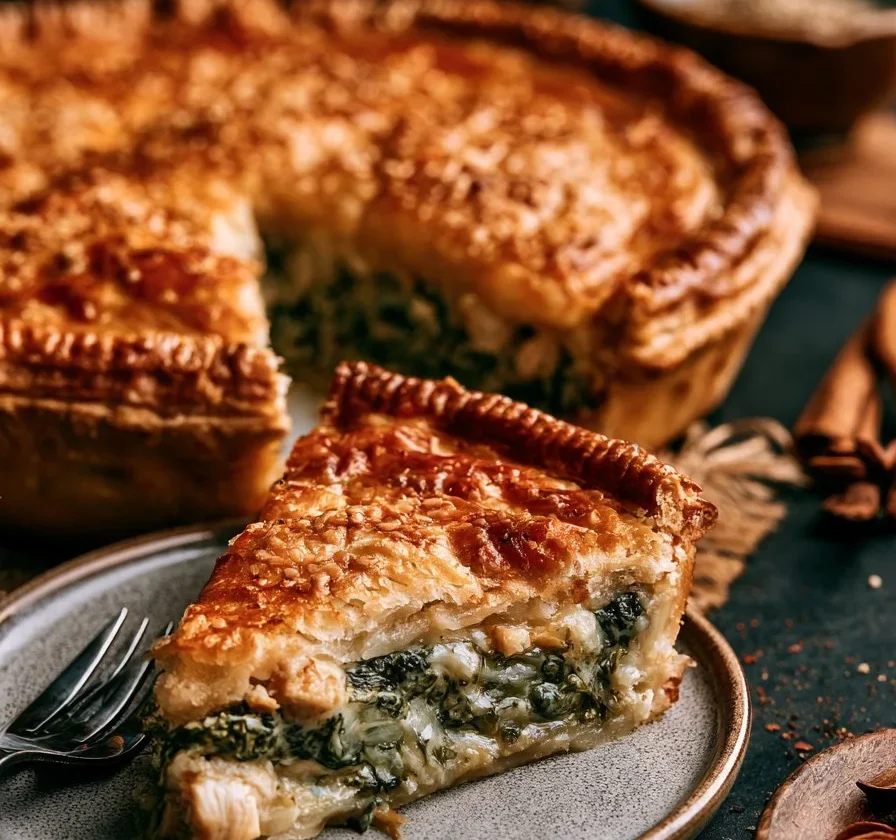 Pastilla di Pollo con Spinaci e Spezie Calde pronta da servire