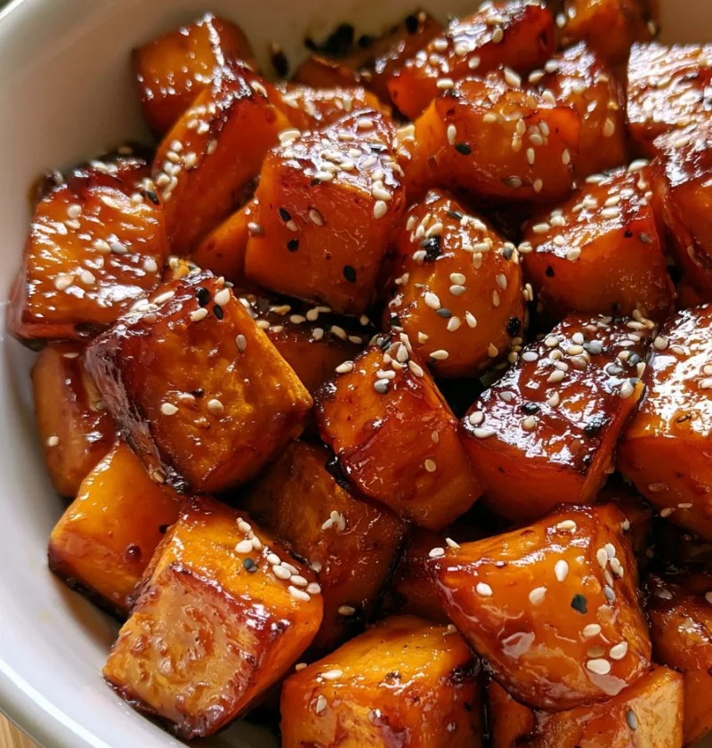 Patate Dolci Glassa di Miso con Sesamo pronte da servire