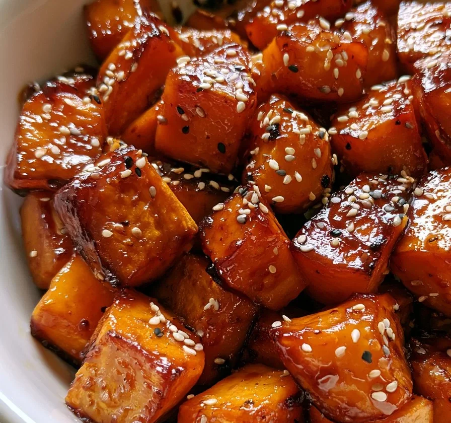 Patate Dolci Glassa di Miso con Sesamo pronte da servire