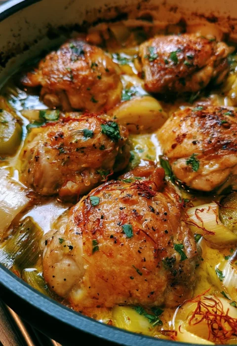 Pollo Brasato con Porri e Zafferano servito con contorni colorati