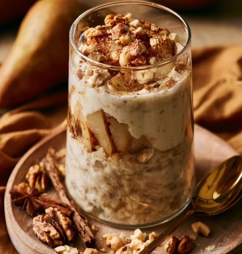 Pudding di Pera con Zenzero e Nocciole in un elegante dessert