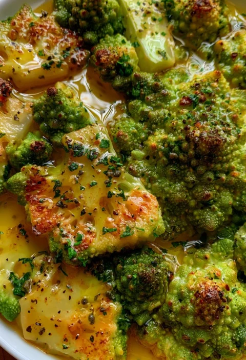 Romanesco Arrosto con Salsa di Limone e Capperi, piatto sano e gustoso.