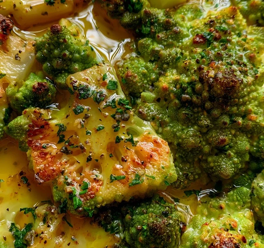 Romanesco Arrosto con Salsa di Limone e Capperi, piatto sano e gustoso.