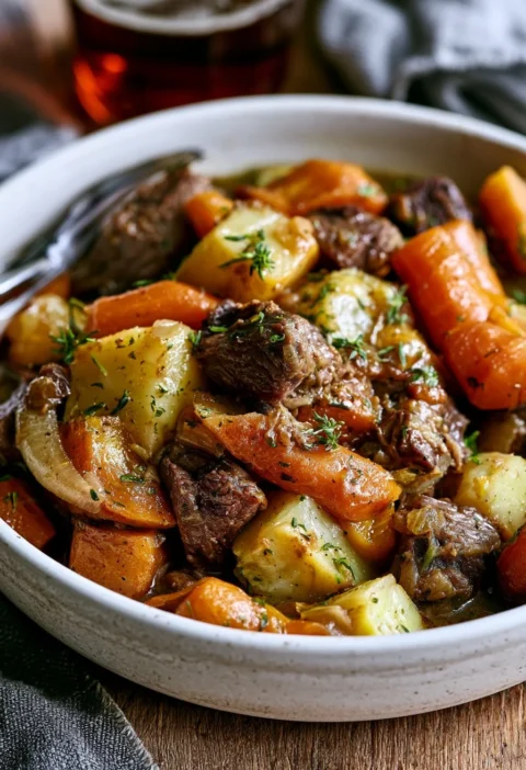 Stufato di agnello irlandese con verdure a radice succulente