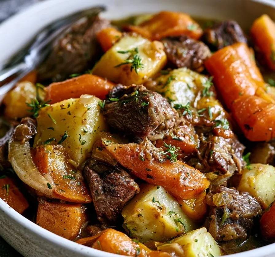 Stufato di agnello irlandese con verdure a radice succulente