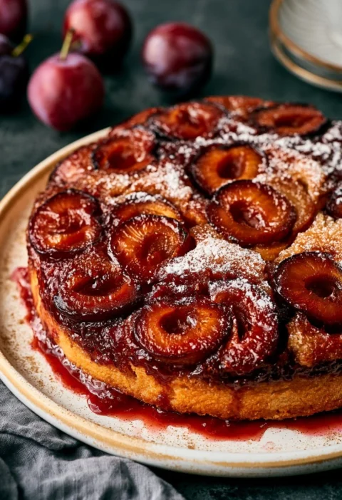 Torta Capovolta di Prugne e Cardamomo - dolce ribaltato con prugne e spezie aromatizzate
