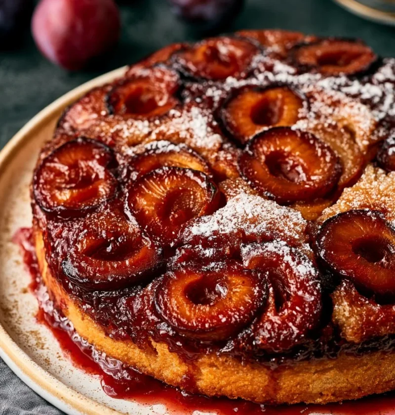 Torta Capovolta di Prugne e Cardamomo - dolce ribaltato con prugne e spezie aromatizzate