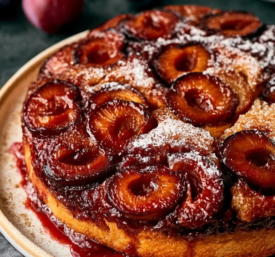 Torta Capovolta di Prugne e Cardamomo - dolce ribaltato con prugne e spezie aromatizzate