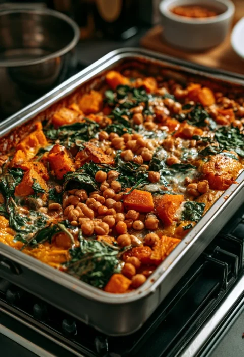 Torta da teglia con zucca, ceci e spinaci, un piatto sano e gustoso