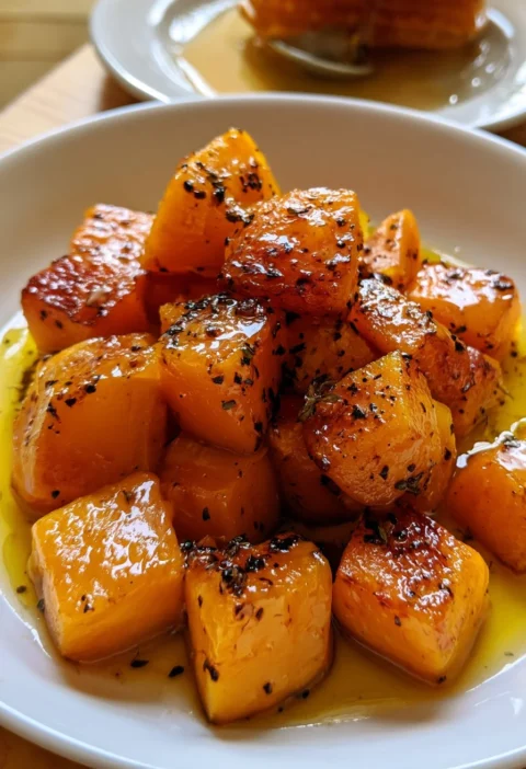 Zucca Butternut con Olio d'Arancia e Miele Bruciato, piatto delizioso