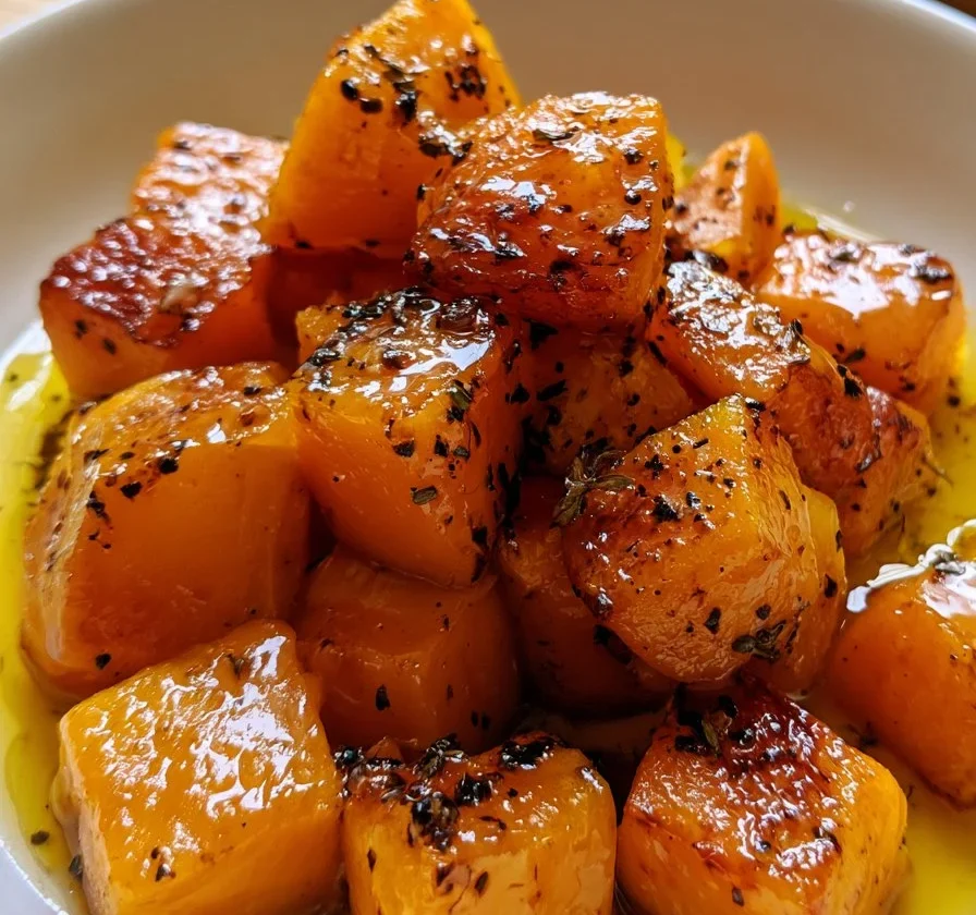 Zucca Butternut con Olio d'Arancia e Miele Bruciato, piatto delizioso