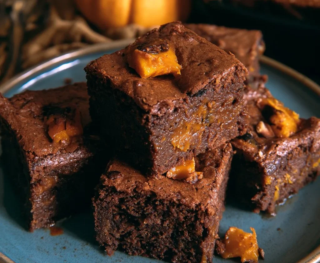 Brownies di zucca e cioccolato fondente, dessert autunnale sano e goloso