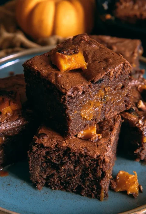 Brownies di zucca e cioccolato fondente, dessert autunnale sano e goloso
