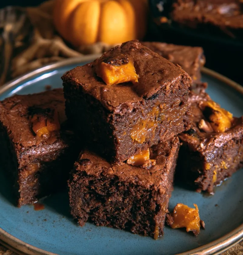Brownies di zucca e cioccolato fondente, dessert autunnale sano e goloso