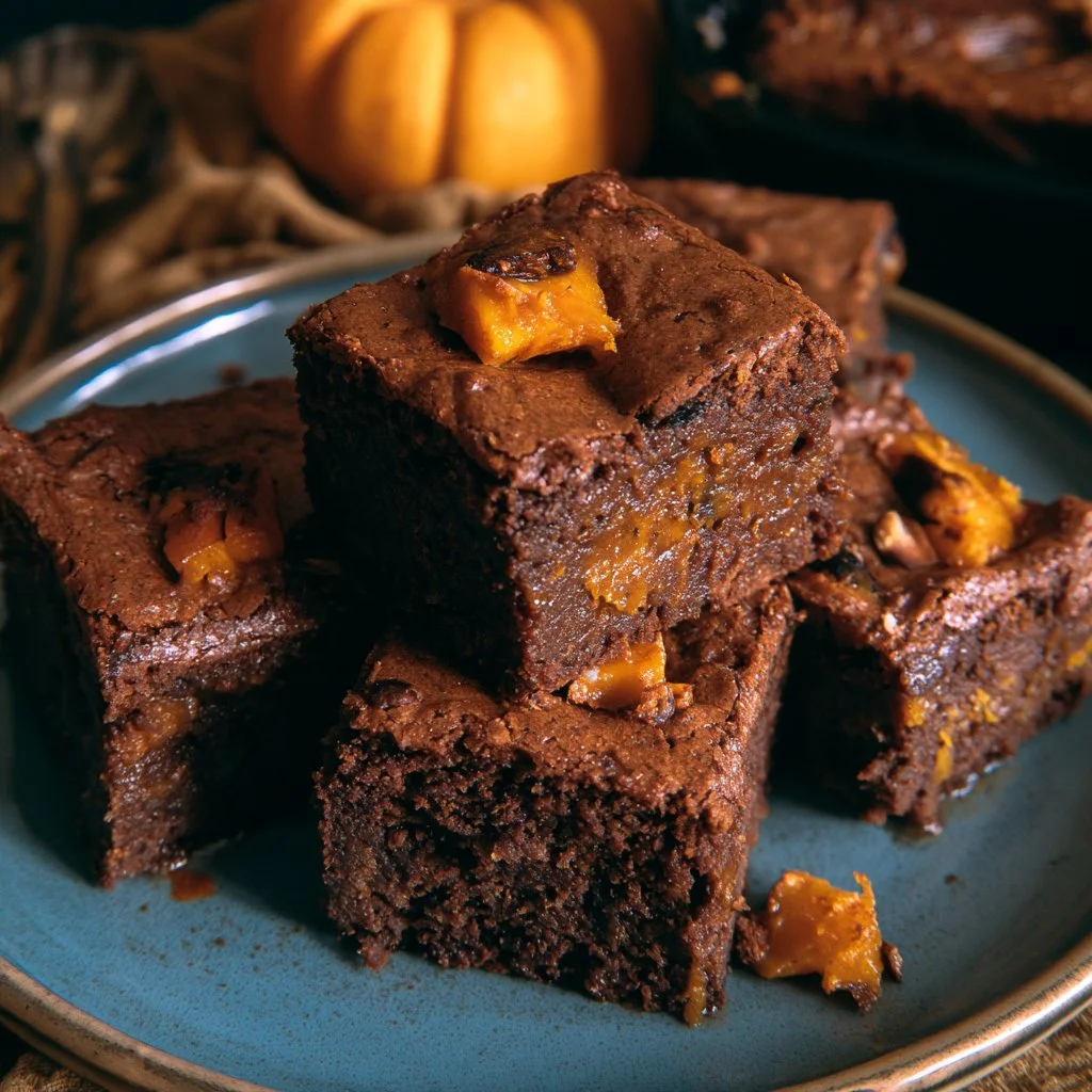 Brownies di zucca e cioccolato fondente, dessert autunnale sano e goloso