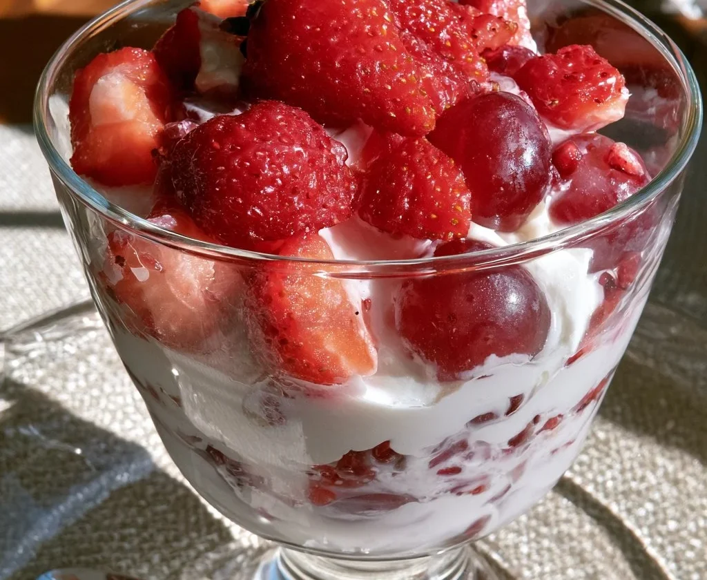 Budino d'uva fragola servito in un piatto elegante