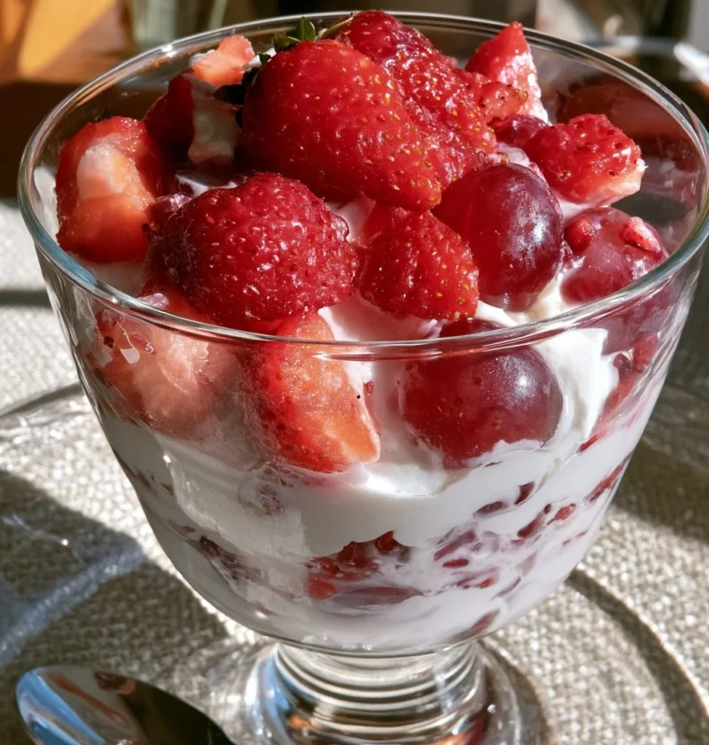 Budino d'uva fragola servito in un piatto elegante