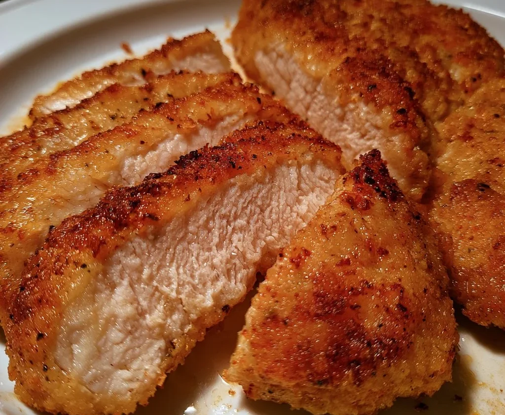 Un piatto di cotoletta alla milanese servito con contorni freschi.